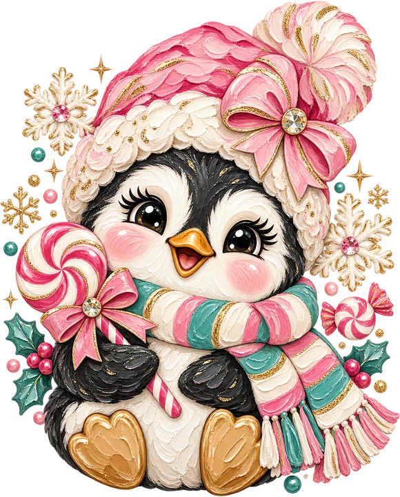 Cute Penguin with Candy Hat DTF Transfer