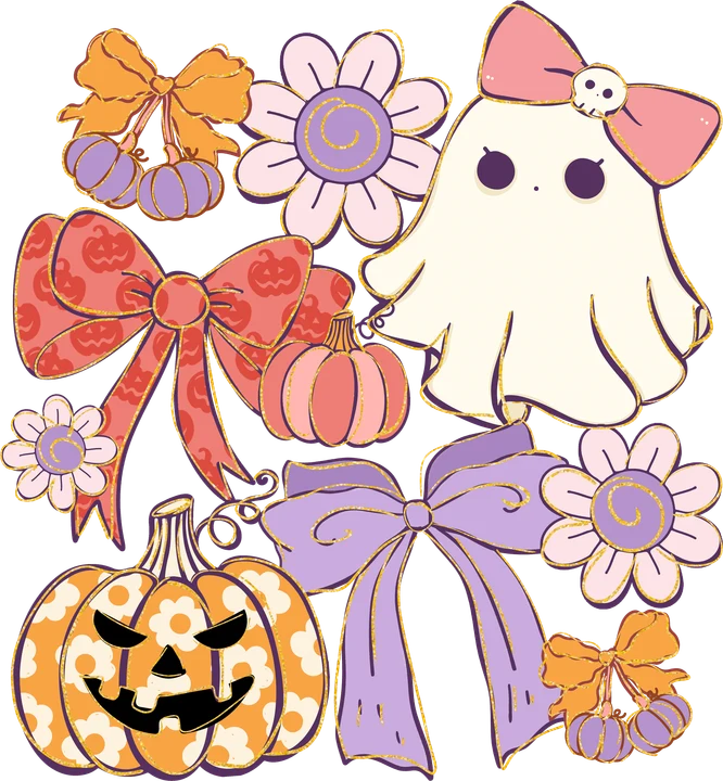 Cute Halloween Ghost and Pumpkins DTF Transfer