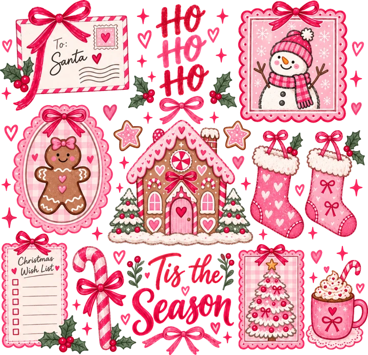 Pink Christmas Winter DTF Transfer
