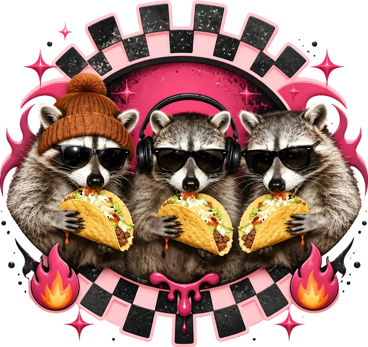 Raccoons with Tacos DTF Transfer