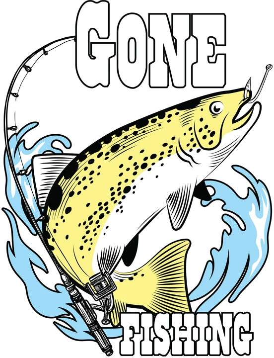 Gone Fishing Trout DTF Transfer