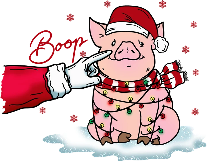 Pig in Christmas Lights DTF Transfer