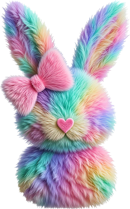 Rainbow Fuzzy Bunny DTF Transfer