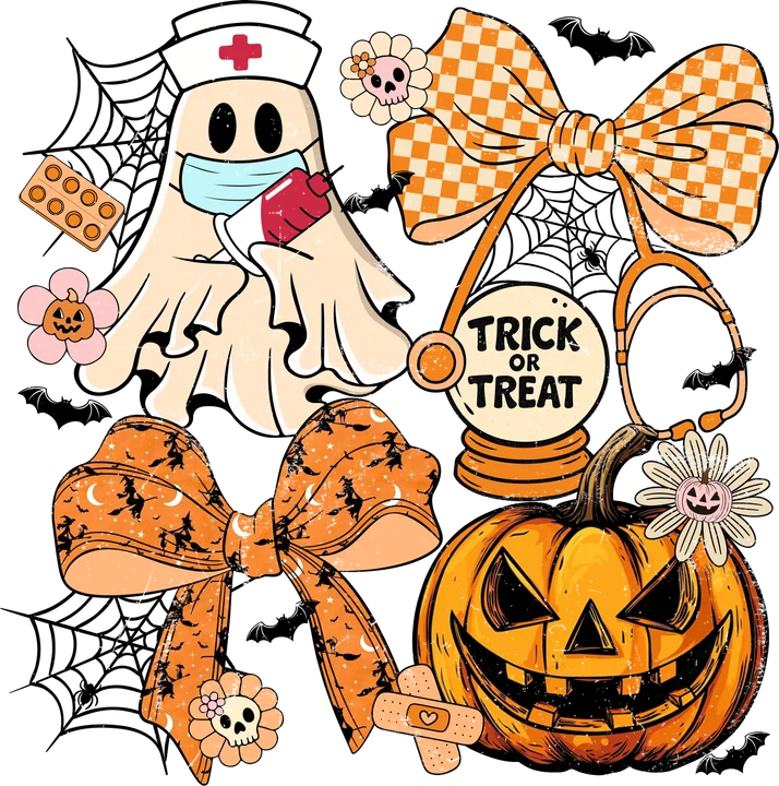Nurse Ghost with Halloween DTF Transfer