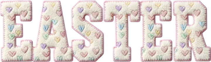 Easter Hearts embroidery-style DTF Transfer