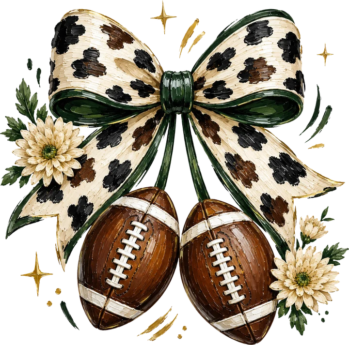 Football Bow with Flowers DTF Transfer