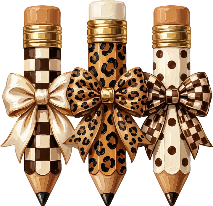 Patterned Pencils with Bow DTF Transfer