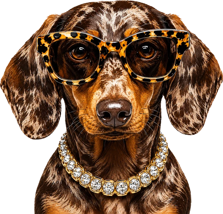 Dachshund in Leopard Glasses DTF Transfer