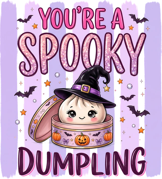 Spooky Dumpling in Witch Hat DTF Transfer