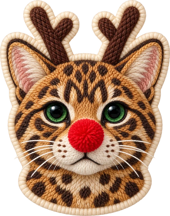 Reindeer Antlered Cat DTF Transfer