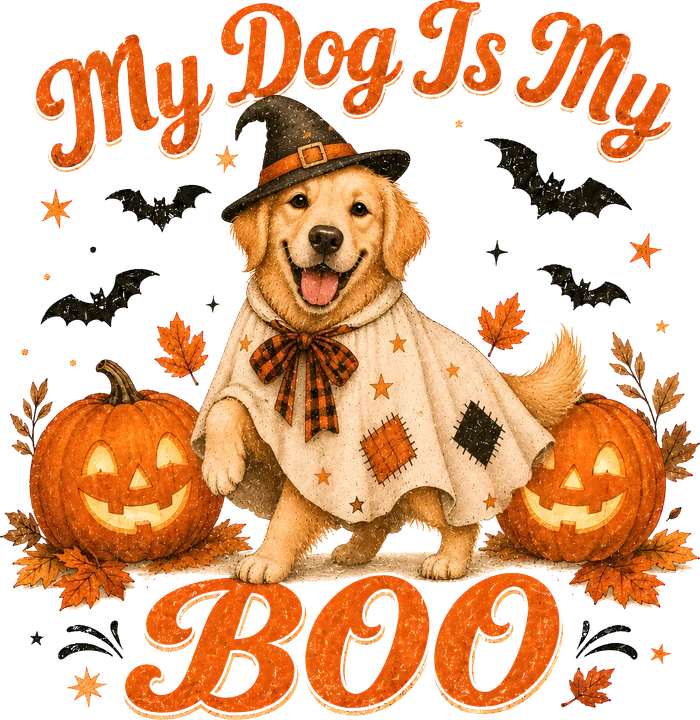 Halloween Dog in Witch Costume DTF Transfer
