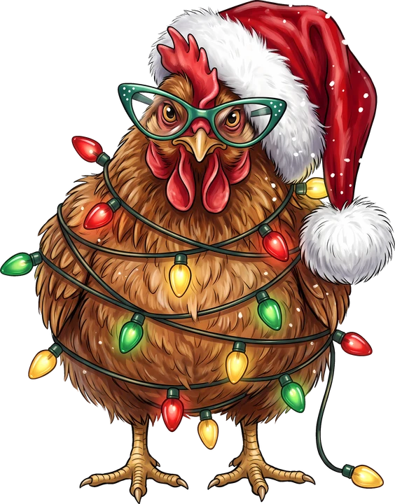 Chick in Santa Hat DTF Transfer