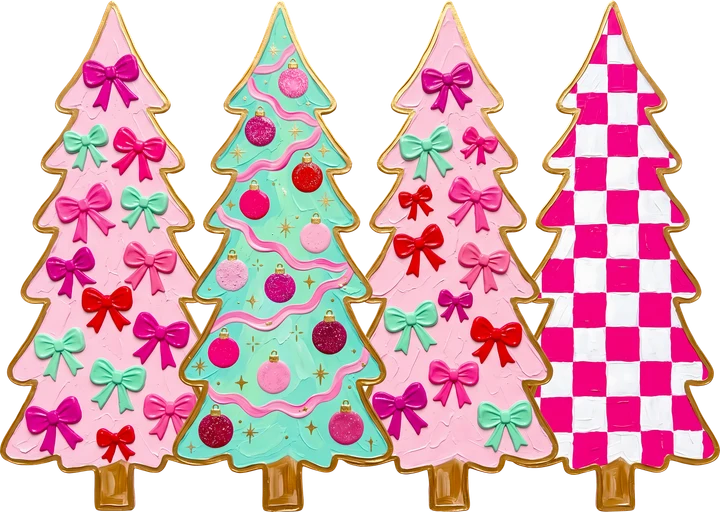 Cây thông Noel màu hồng và xanh ngọc lam — Hình in chuyển nhiệt DTF