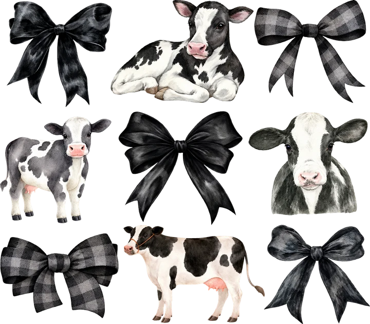 Cute Cow and Bow DTF Transfer