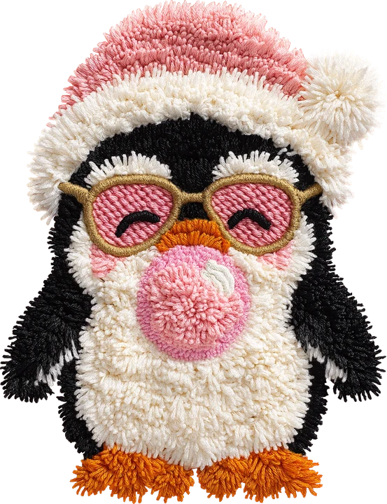 Pingüino con gorro de Papá Noel — Transfer DTF