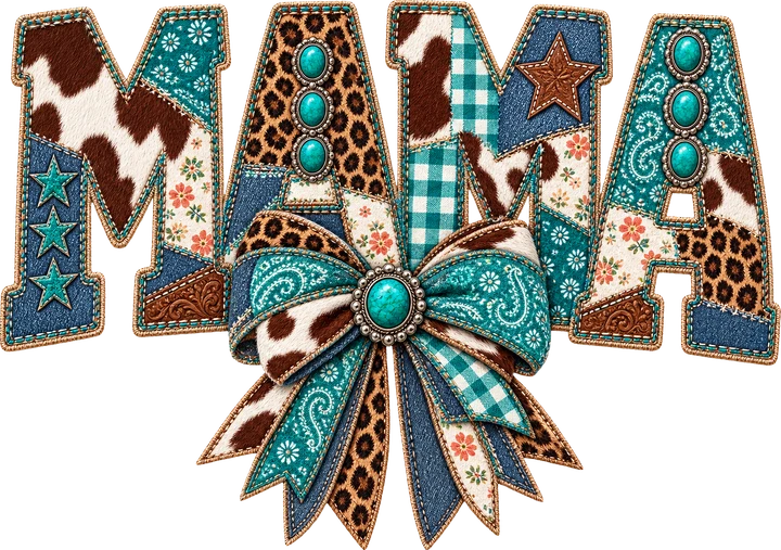 Mama Patchwork Bow DTF Transfer