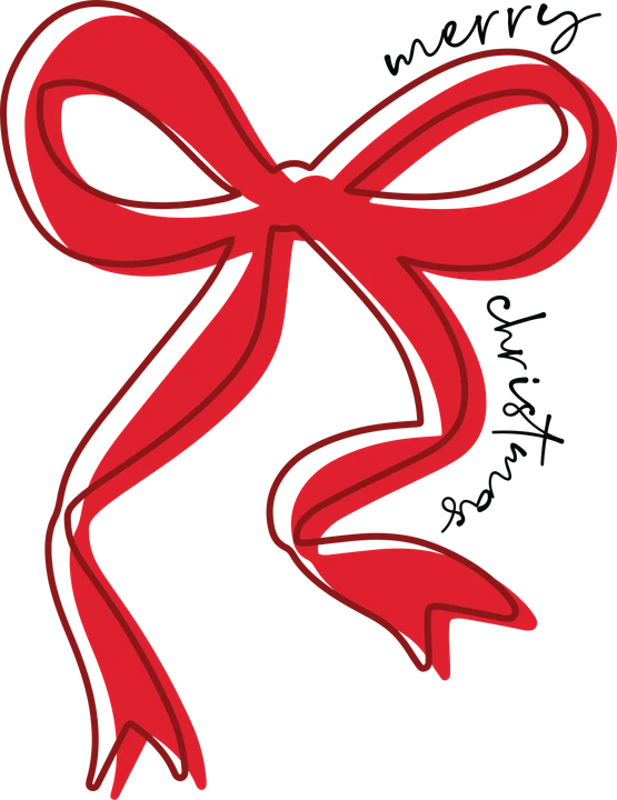 Red Bow with Merry Christmas DTF Transfer