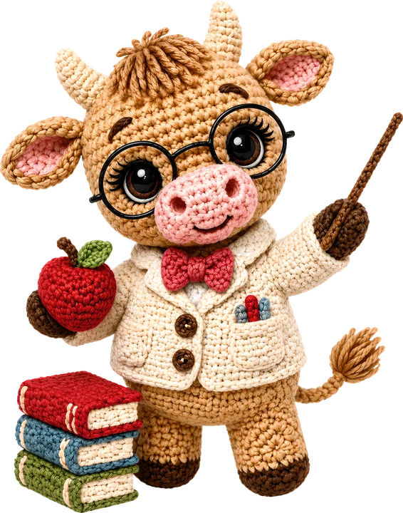 Crochet Cow Teacher DTF Transfer