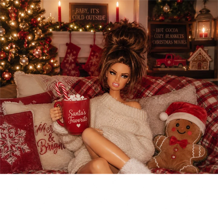 Cozy Christmas Doll DTF Transfer