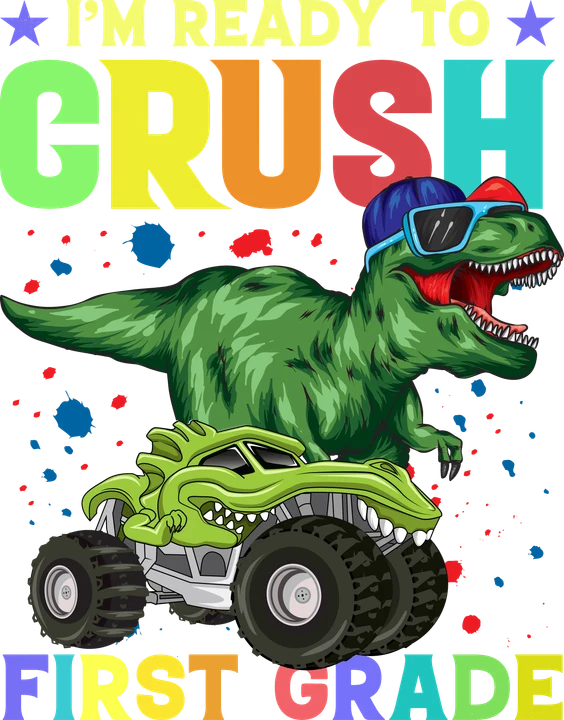 Dinosaur Monster Truck DTF Transfer