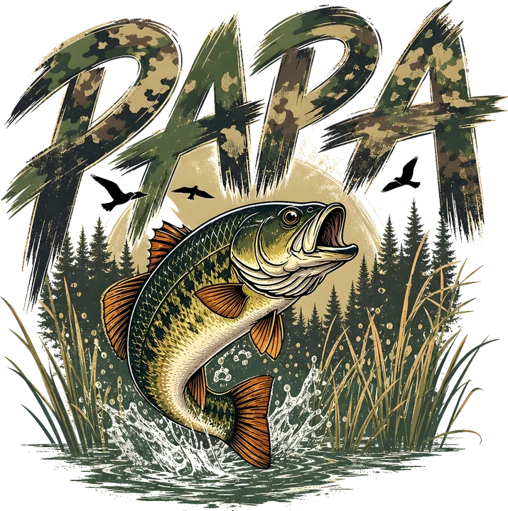 Papa Fishing Bass DTF Transfer