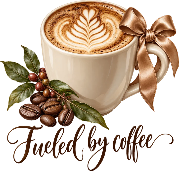 Coffee Cup with Bow DTF Transfer