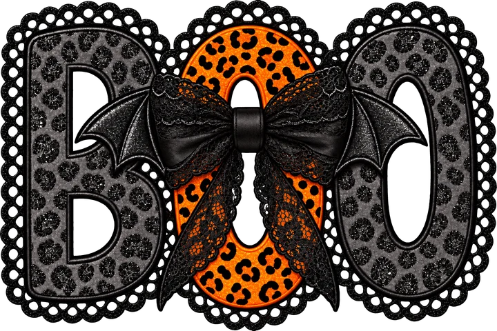 Boo with Bat Bow DTF Transfer