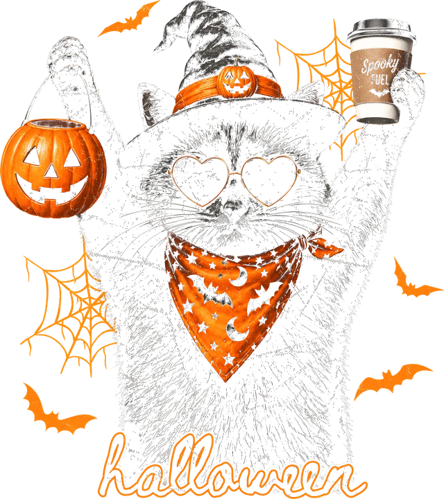 Cute Witch Cat Halloween DTF Transfer