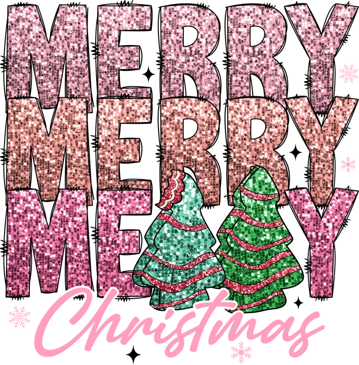 Merry Christmas Glitter DTF Transfer