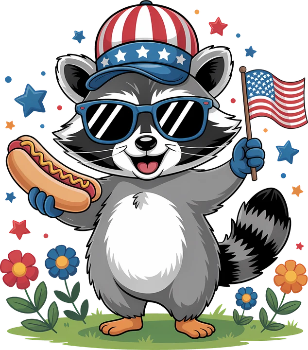 Patriotic Raccoon DTF Transfer