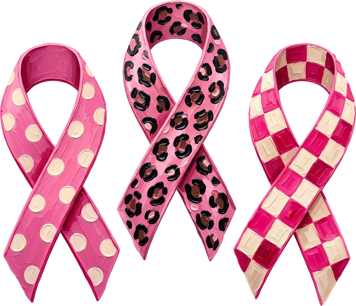 Three Pink Breast Cancer Awareness Ribbons DTF Transfer