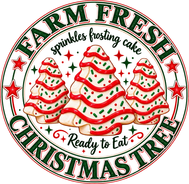 Farm Fresh Christmas Tree Cookies DTF Transfer