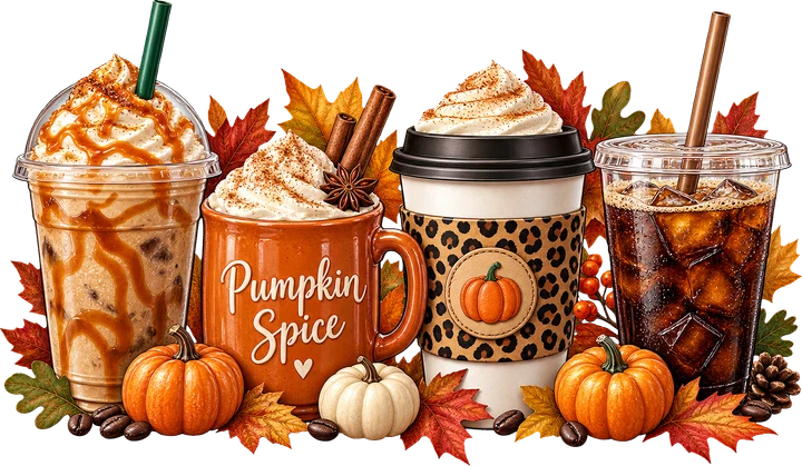 Pumpkin Spice Drinks DTF Transfer