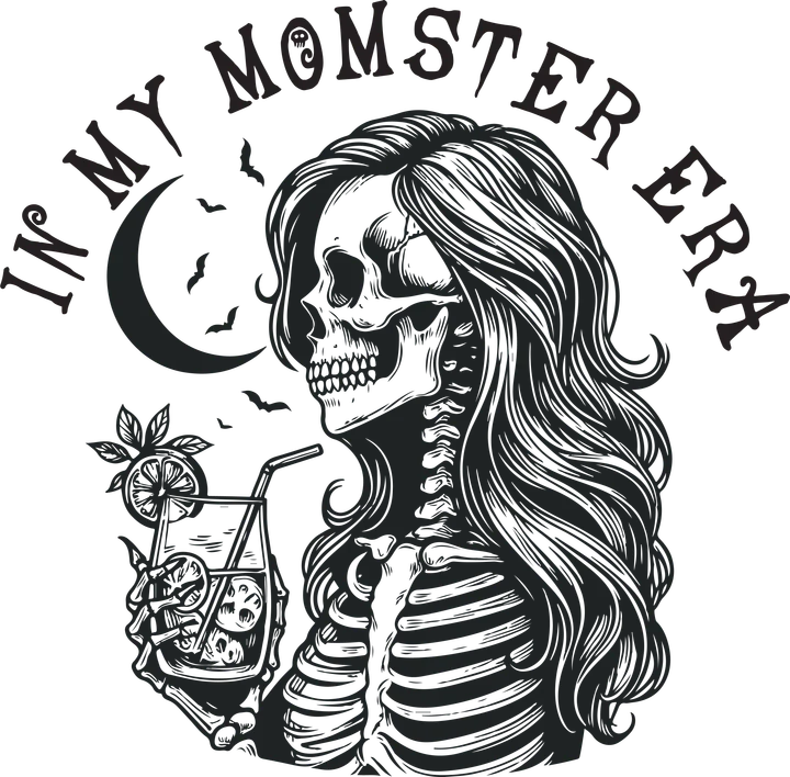 Skull Mom with Cocktail DTF Transfer