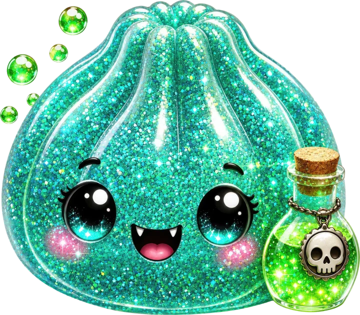 Glitter Dumpling with Skull Potion DTF Transfer