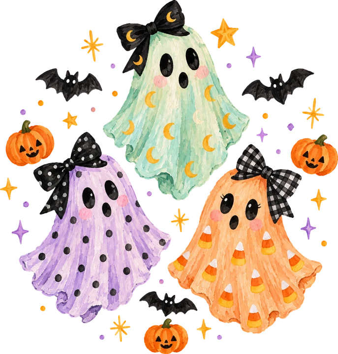 Cute Ghosts with Bowls DTF Transfer