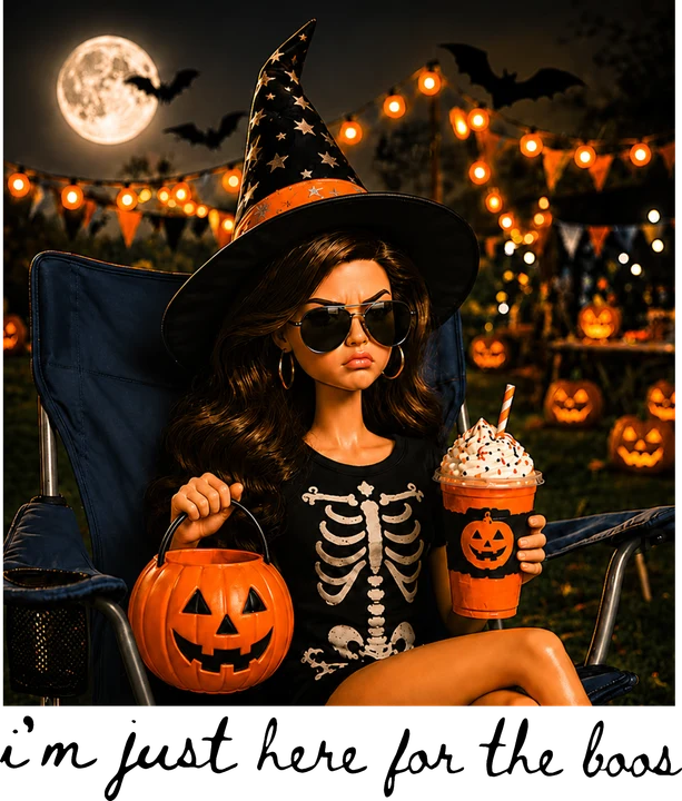 Witch with Pumpkin and Drink DTF Transfer