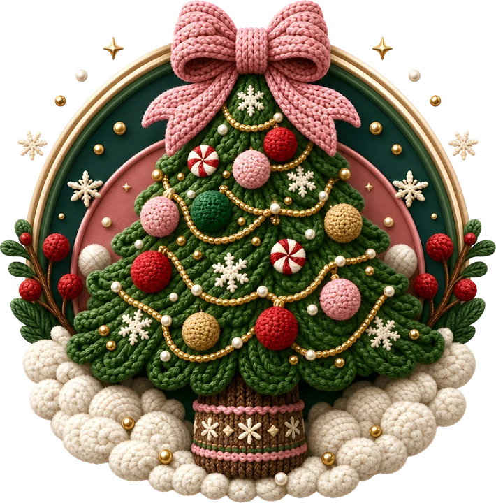 Crochet Christmas Tree DTF Transfer