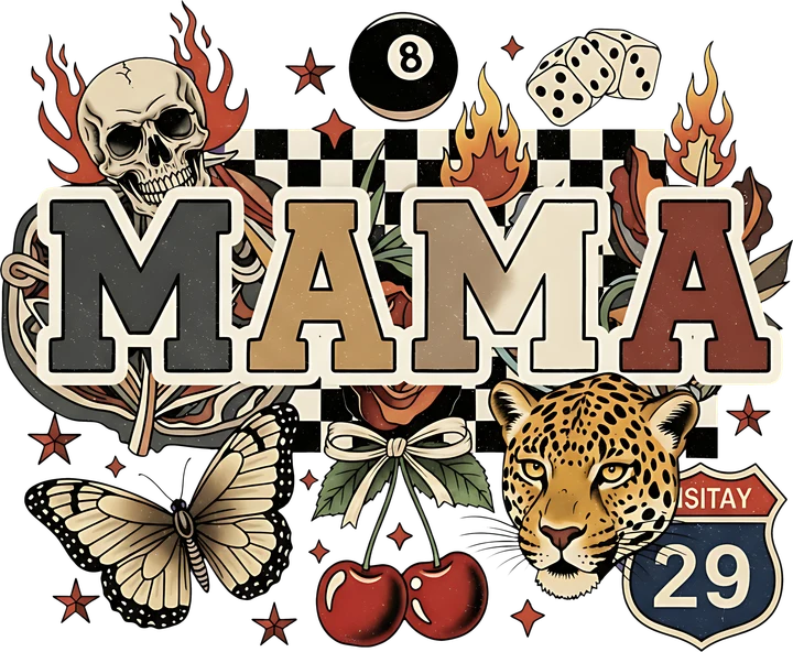 Mama Tattoo Style DTF Transfer