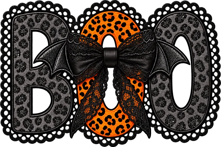Boo with Bat Bow DTF Transfer