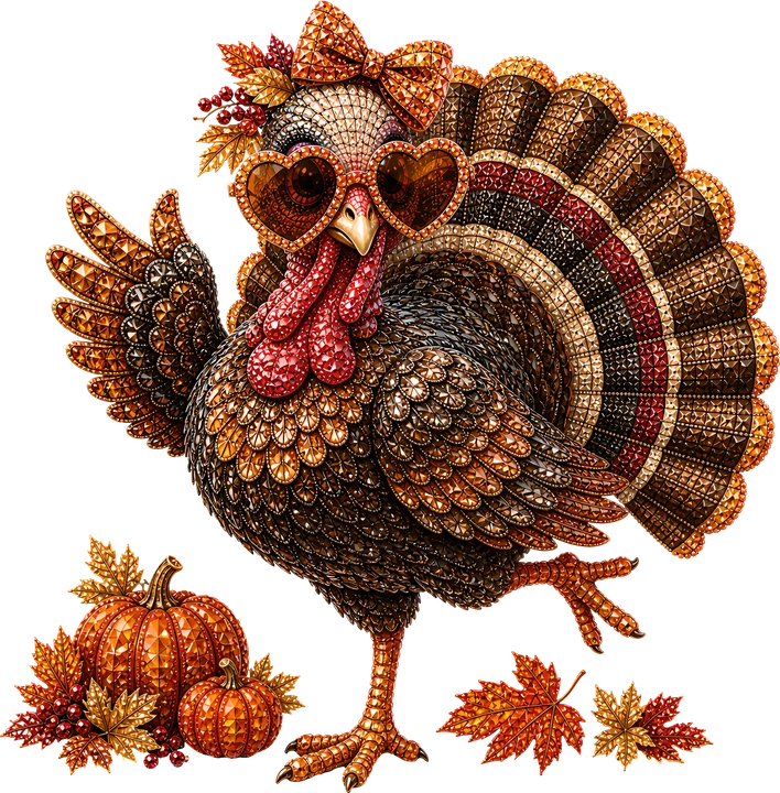 Turkey with Heart Shades DTF Transfer