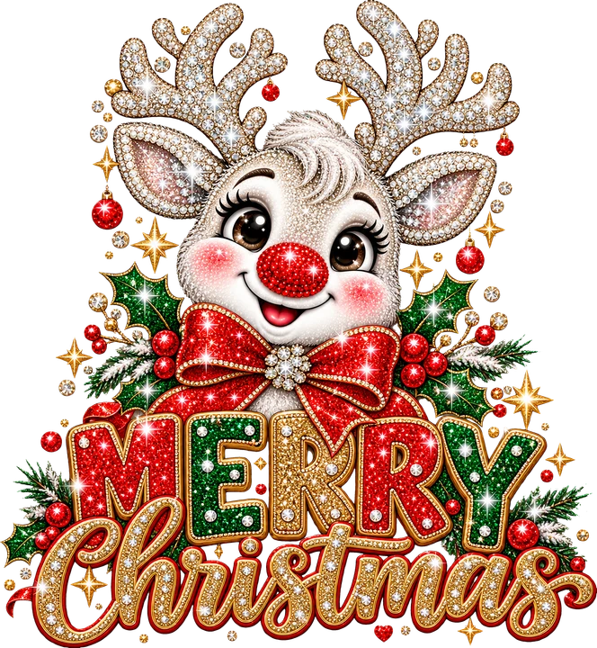 Sparkling Reindeer Christmas DTF Transfer