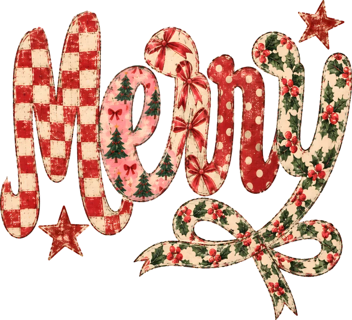 Merry Christmas Patchwork DTF Transfer