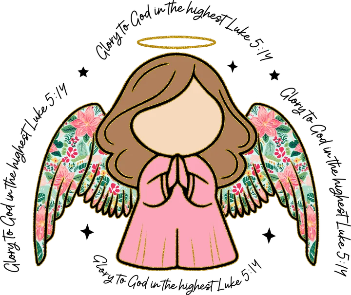 Angel with Floral Wings DTF Transfer