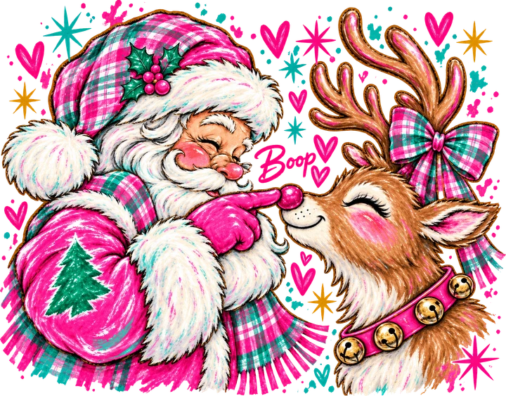 Santa and Reindeer Boop DTF Transfer