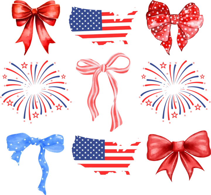Patriotic Bow and Flag DTF Transfer