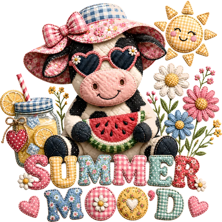 Summer Cow with Watermelon DTF Transfer