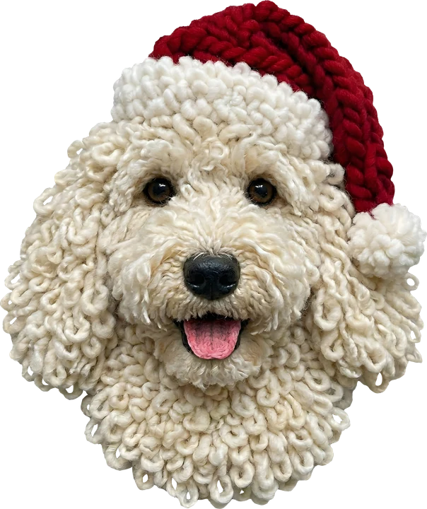 White Dog in Santa Hat DTF Transfer