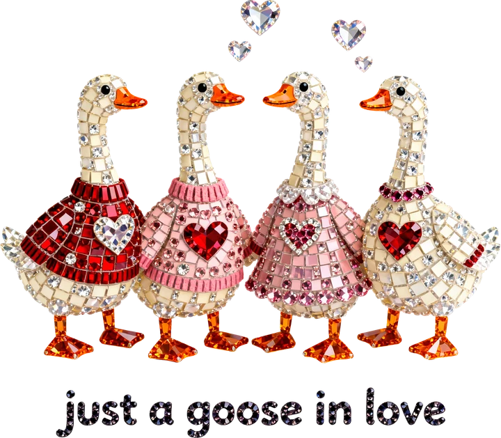Four Sparkly birds in Love DTF Transfer