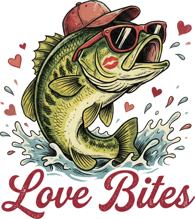 Bass Fish with Hat and Sunglasses DTF Transfer